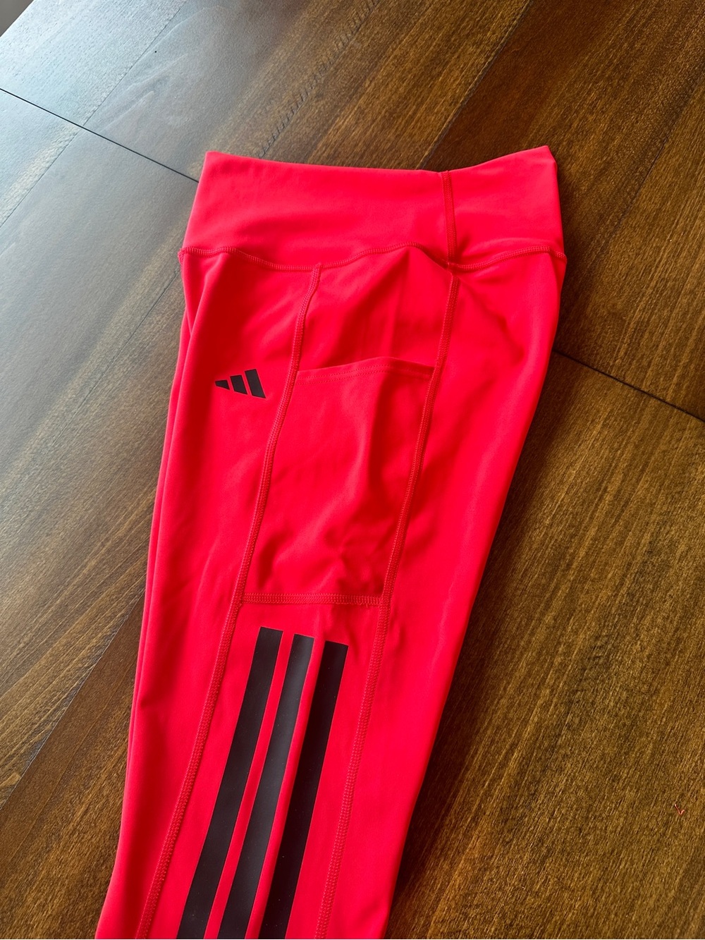 Adidas Optime 3-Stripes High-Rise Full Length Leggings Size Small Red - Picture 5 of 9